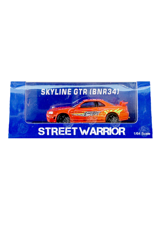 EXCLUSIVES Street Warrior Nissan Skyline GTR (BNR34) - Orange (Scale 1:64)