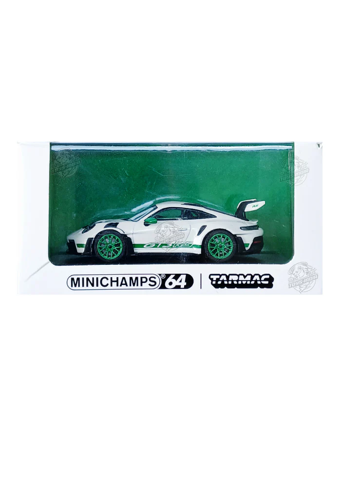 EXCLUSIVES Tarmac Minichamps 64 Porsche 911 (992) GT3 RS - White / Green (Scale 1:64)