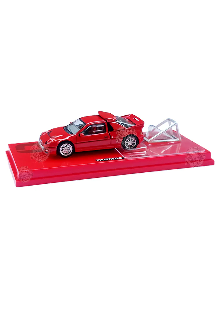 EXCLUSIVES Tarmac Works / Hobby 64+ Ford RS200 with Double Wishbones Suspension - Red (Removable Bonnet) (Scale 1:64)