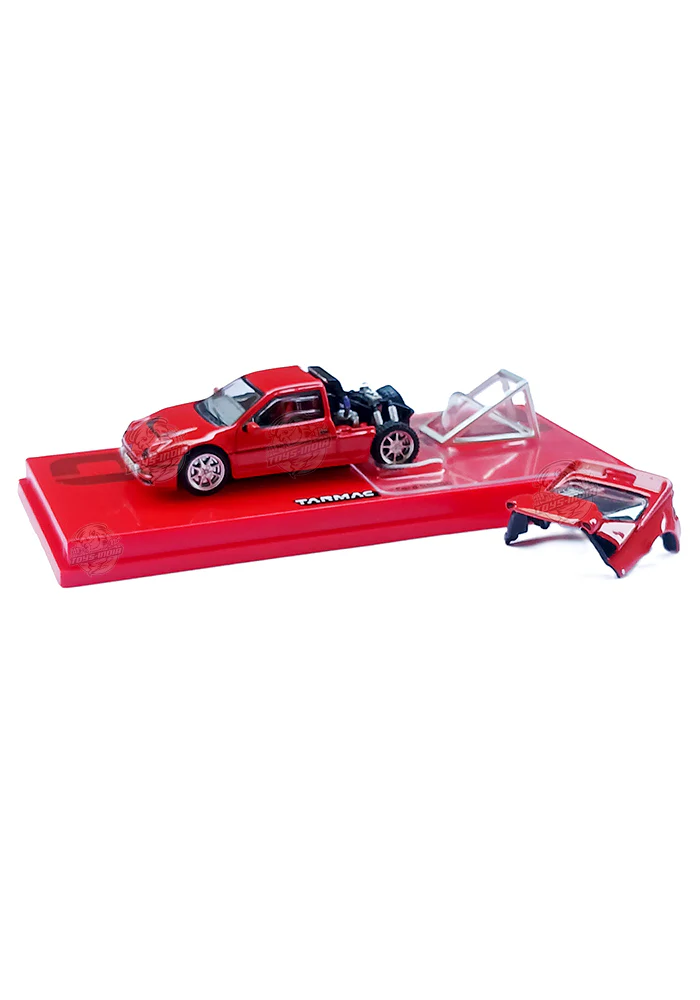 EXCLUSIVES Tarmac Works / Hobby 64+ Ford RS200 with Double Wishbones Suspension - Red (Removable Bonnet) (Scale 1:64) - Image 2