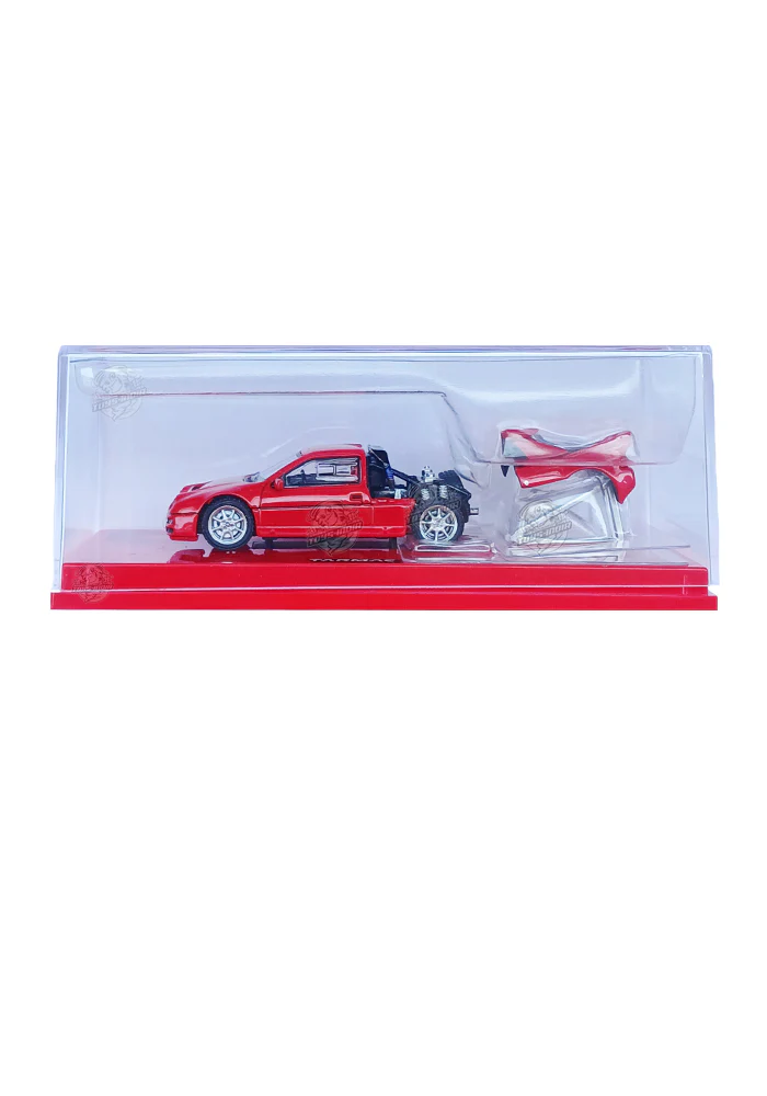 EXCLUSIVES Tarmac Works / Hobby 64+ Ford RS200 with Double Wishbones Suspension - Red (Removable Bonnet) (Scale 1:64) - Image 3