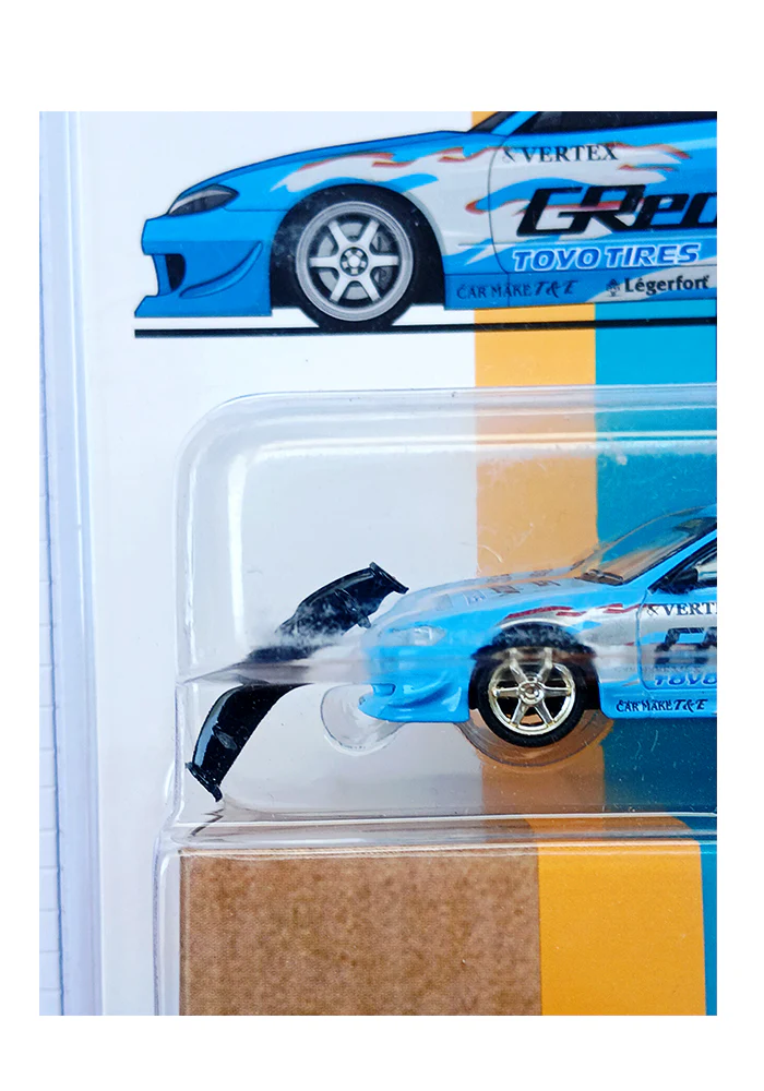 EXCLUSIVES Tarmac Works Vertex Nissan Silvia (S15) Greddy - Blue (Spoiler Damage) (Scale 1:64) - Image 2