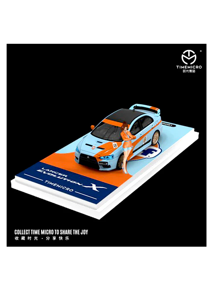 Exclusives Timemicro Gulf Mitsubishi EVO 10th Generation - Blue / Orange (Scale 1:64)