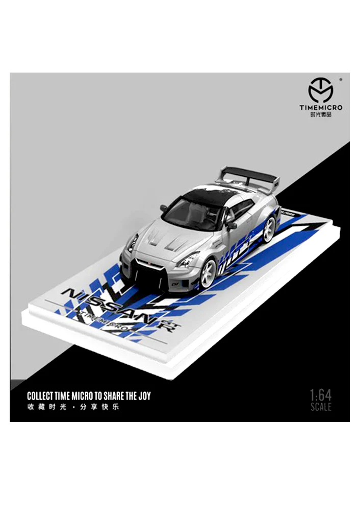 Exclusives Timemicro Nissan GTR35 - Silver / Blue (Scale 1:64)