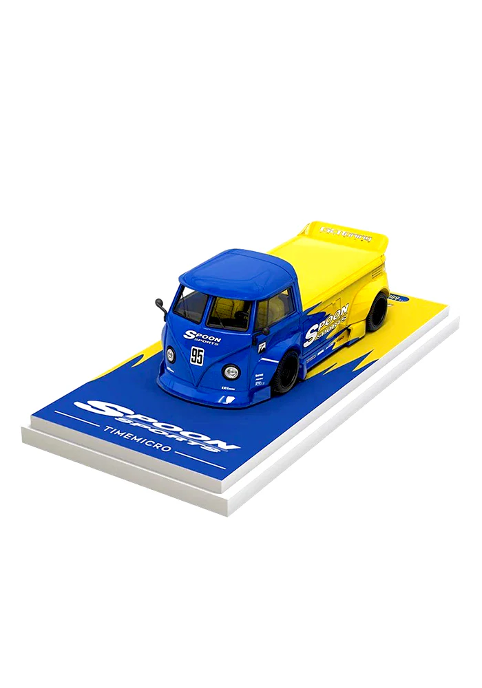 Exclusives Timemicro Spoon Sports Volkswagen T1 Pickup - Blue / Yellow (Scale 1:64)