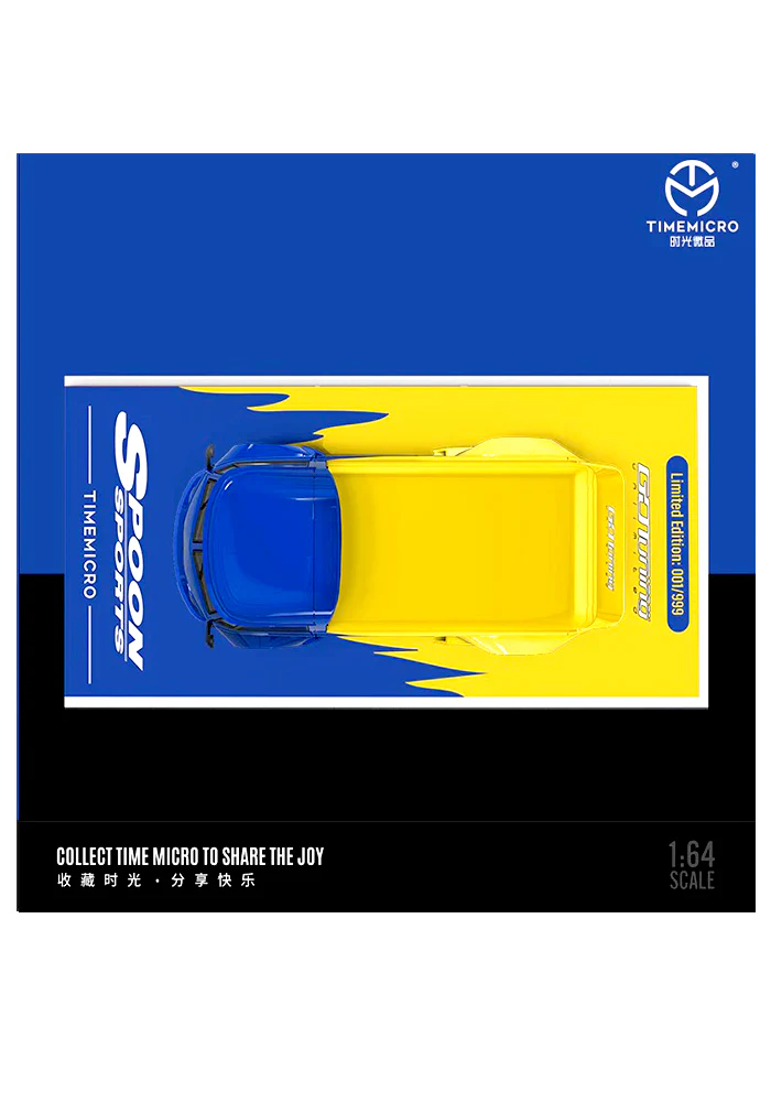 Exclusives Timemicro Spoon Sports Volkswagen T1 Pickup - Blue / Yellow (Scale 1:64) - Image 3