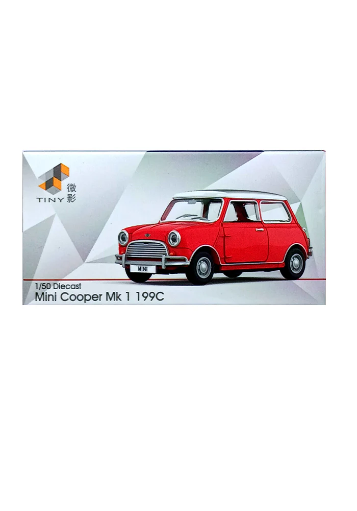 EXCLUSIVES Tiny Mini Cooper - Red / White (Scale 1:64)