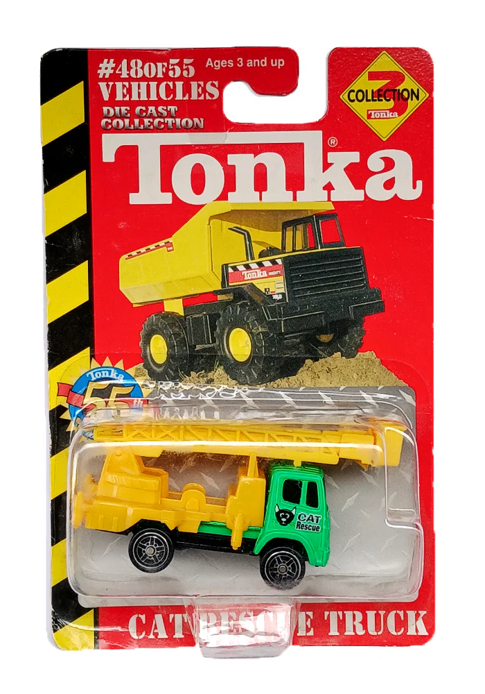 EXCLUSIVES Tonka Cat Rescue Truck - Green / Yellow 2002 Card (Blister Damage / Car in Excellent Condition) (Scale 1:64)