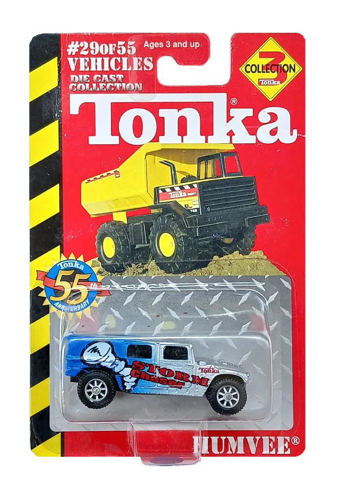 EXCLUSIVES Tonka Humvee - Blue / Silver - 2002 Card (Scale 1:64)