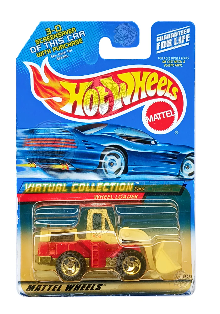 EXCLUSIVES Virtual Collection Hot Wheels Wheel Loader - Red  / White - 1999 Card (With Protector Case)