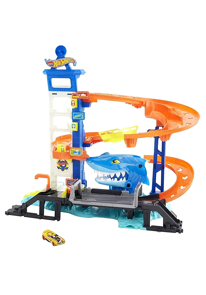 INDIAN Hot Wheels Tracks City Attacking Shark Escape (1 Car Included) - 2025 Model
