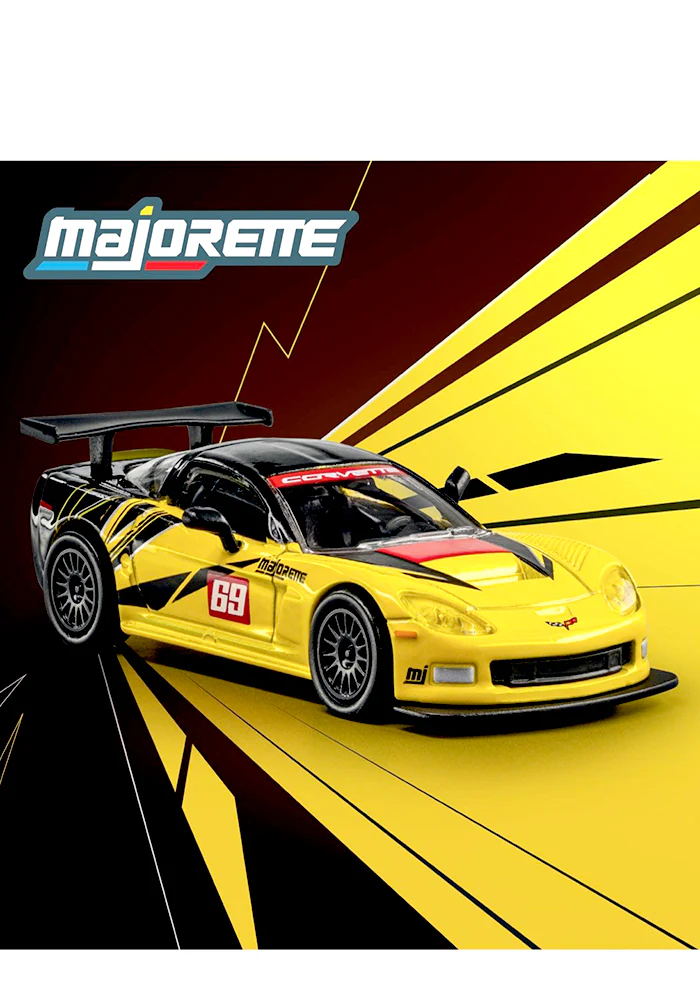 Majorette Collection Metal 2005 Chevrolet Corvette C6R - Yellow / Black - 2025 Card - Image 2