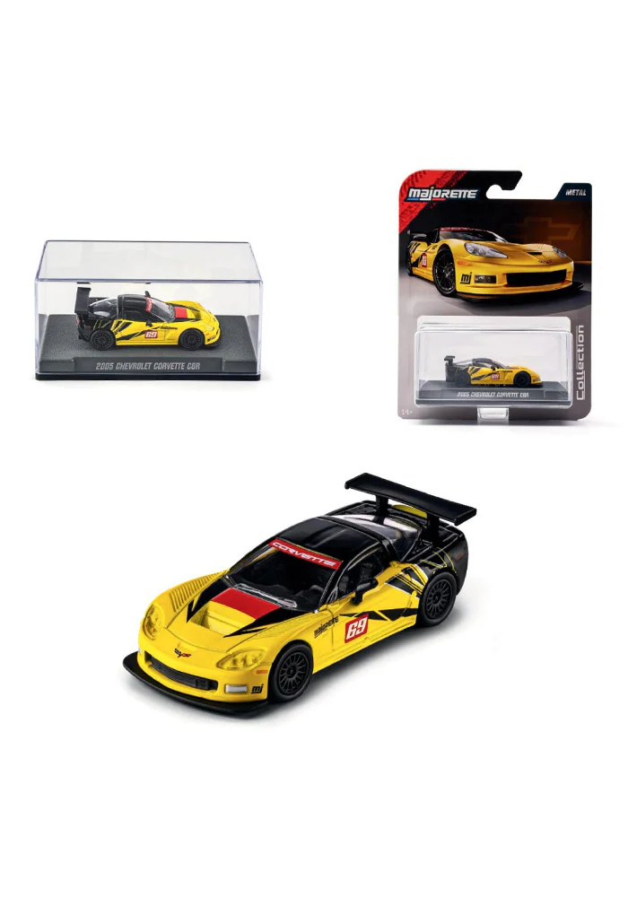 Majorette Collection Metal 2005 Chevrolet Corvette C6R - Yellow / Black - 2025 Card - Image 4