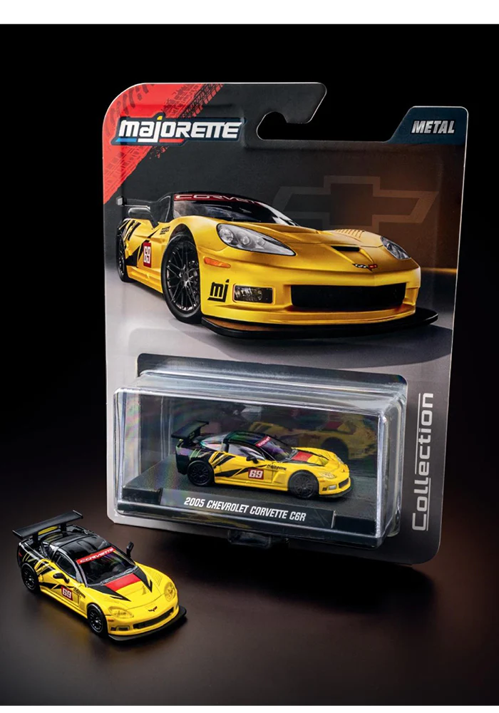 Majorette Collection Metal 2005 Chevrolet Corvette C6R - Yellow / Black - 2025 Card - Image 5