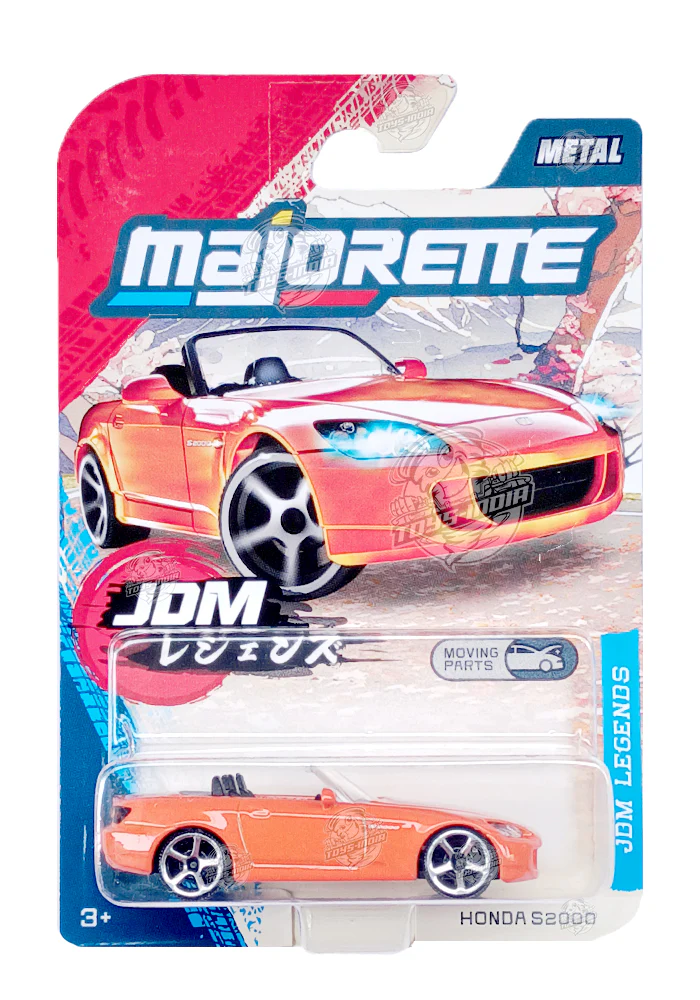 Majorette JDM Legends Honda S2000 - Orange - 2025 Card (Moving Parts)