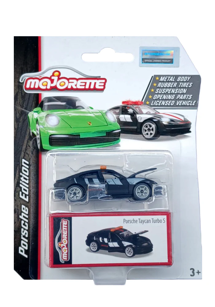 Majorette Porsche Edition Porsche Taycan Turbo S - Black / White - 2025 Card