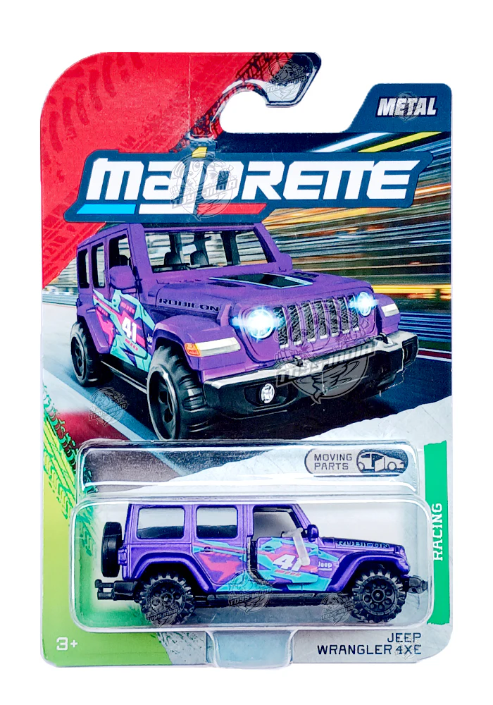 Majorette Racing Cars Jeep Wrangler 4XE - Purple - 2025 Card (Moving Parts)