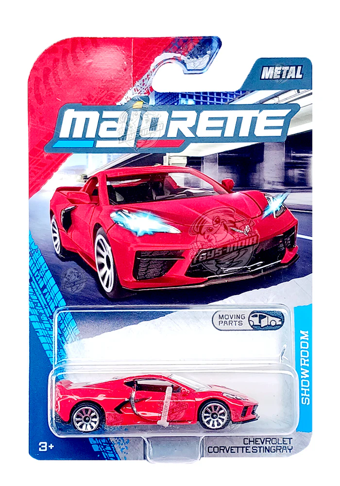Majorette Showroom Cars Chevrolet Corvette Stingray - Red - 2025 Card (Moving Parts)