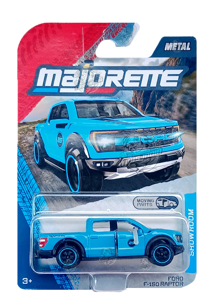 Majorette Showroom Cars Ford F-150 Raptor - Blue  - 2025 Card (Moving Parts)