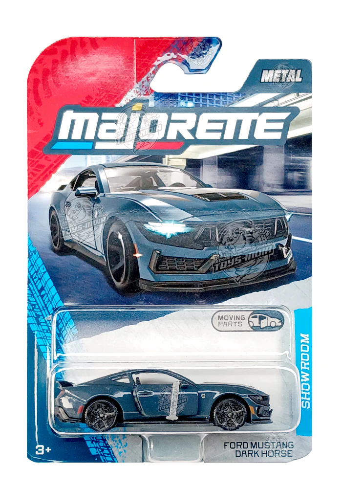 Majorette Showroom Cars Ford Mustang Dark Horse - Grey - 2025 Card (Moving Parts)