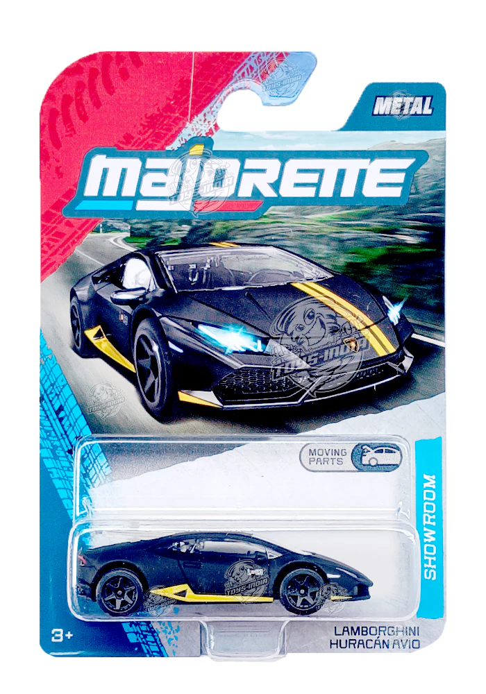 Majorette Showroom Cars Lamborghini Huracan Avio - Black - 2025 Card (Moving Parts)
