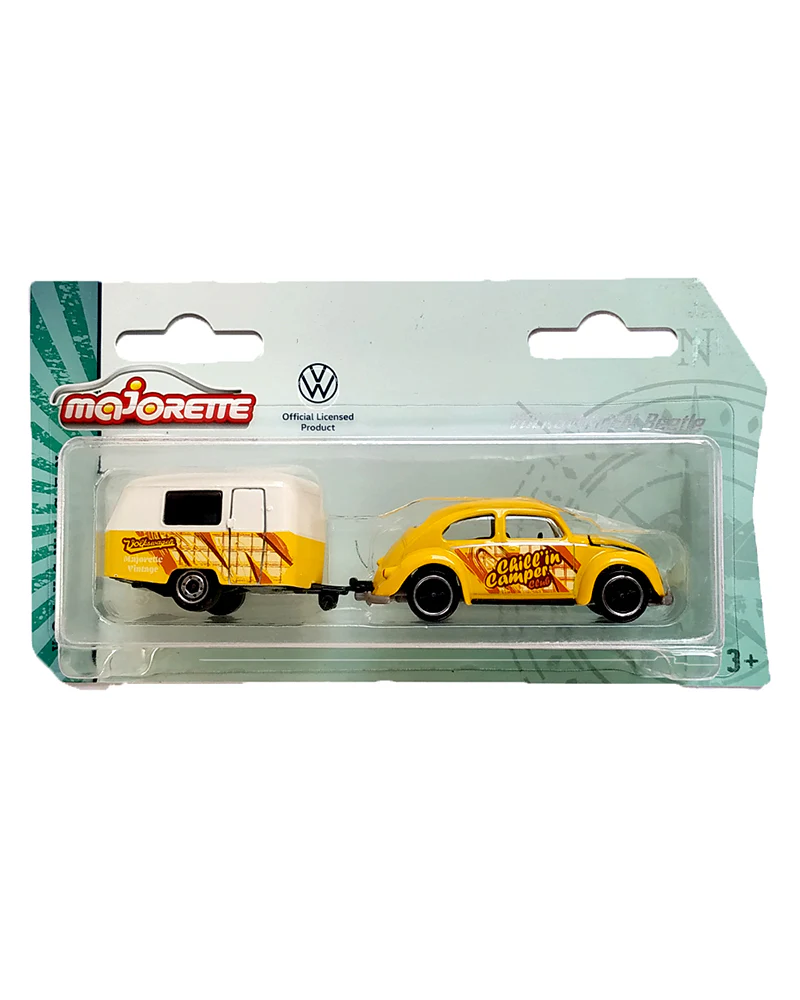 Majorette Volkswagen Special Volkswagen Beetle with Camper - Yellow / White - 2022 Card