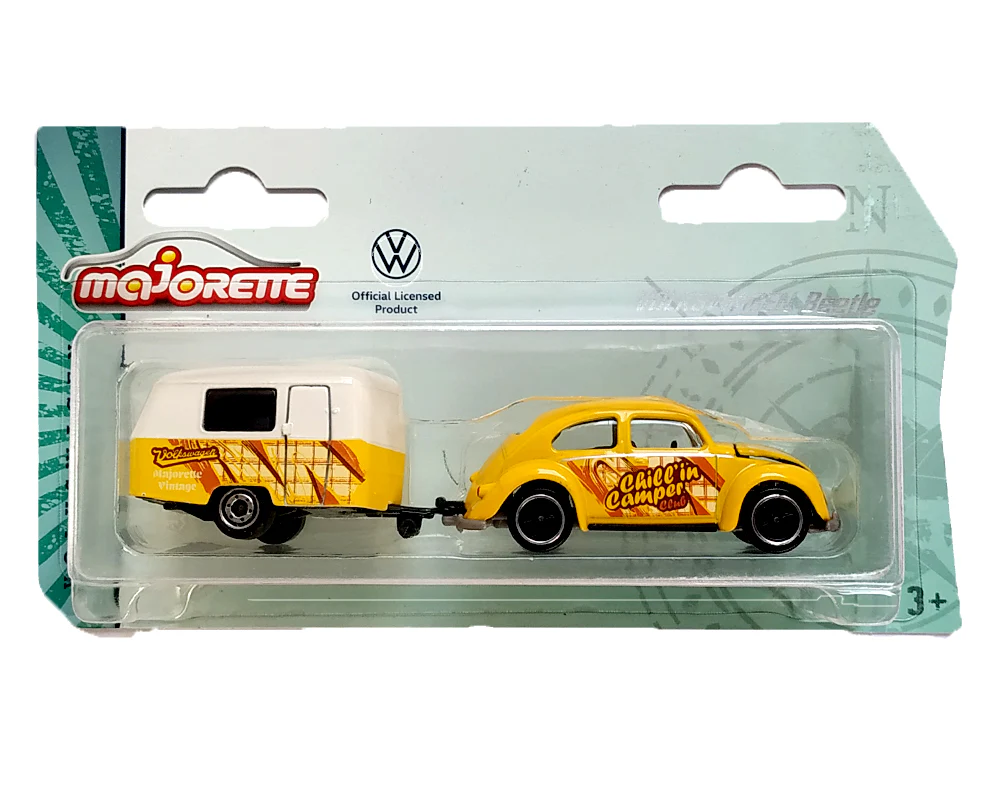 Majorette Volkswagen Special Volkswagen Beetle with Camper - Yellow / White - 2022 Card - Image 2