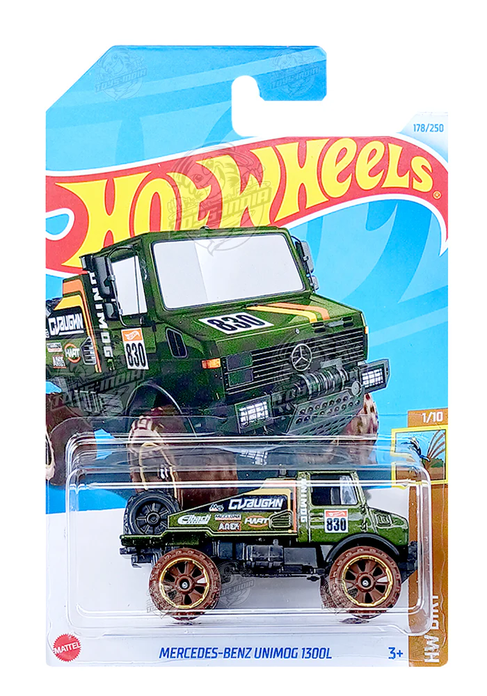 PRE OWNED INDIAN CARD Hot Wheels Mercedes-Benz Unimog 1300L - Green - 2024 Car