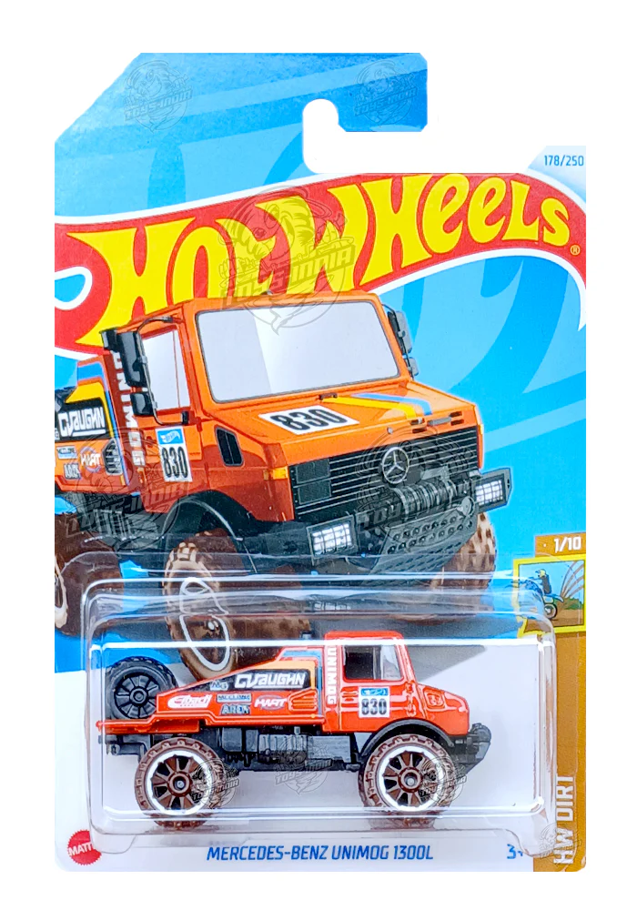 PRE OWNED INDIAN CARD Hot Wheels Mercedes-Benz Unimog 1300L - Orange - 2024 Card
