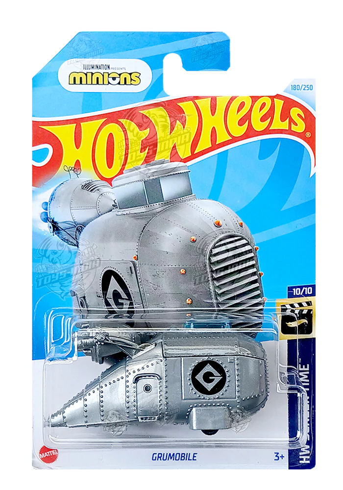 PRE OWNED INDIAN CARD Hot Wheels Minions Grumobile - Grey - 2024 Card