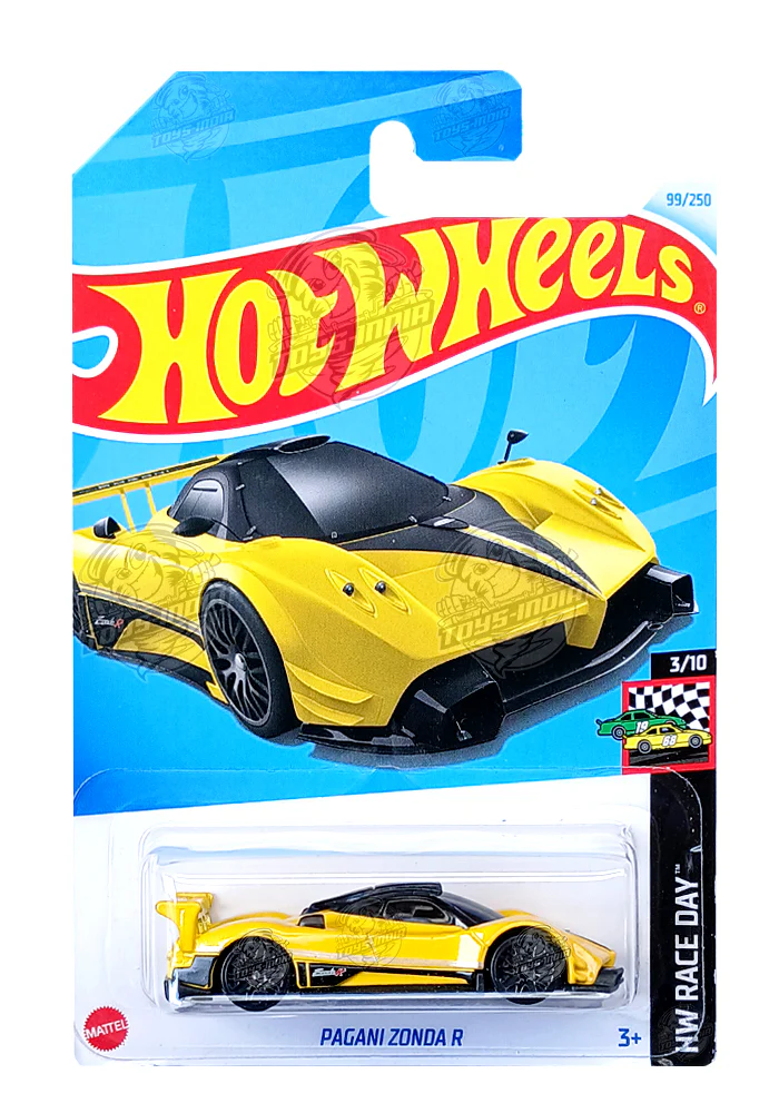 PRE OWNED INDIAN CARD Hot Wheels Pagani Zonda R - Yellow / Black - 2024 Card