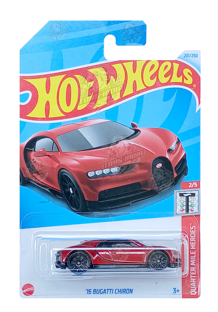 PRE OWNED INDIAN CARD Hot Wheels '16 Bugatti Chiron - Red - 2024 Card
