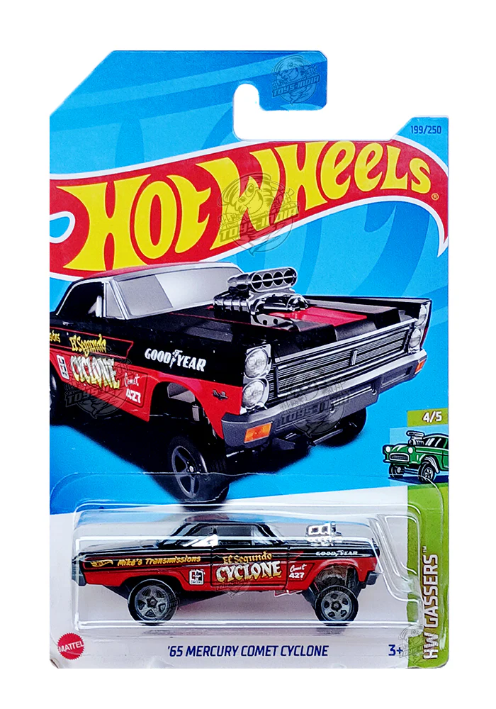 PRE OWNED INDIAN CARD Hot Wheels '65 Mercury Comet Cyclone - Black / Red - 2023 Card