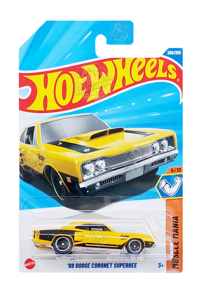 PRE OWNED INDIAN CARD Hot Wheels '69 Dodge Coronet Superbee - Yellow / Black - 2025 Card