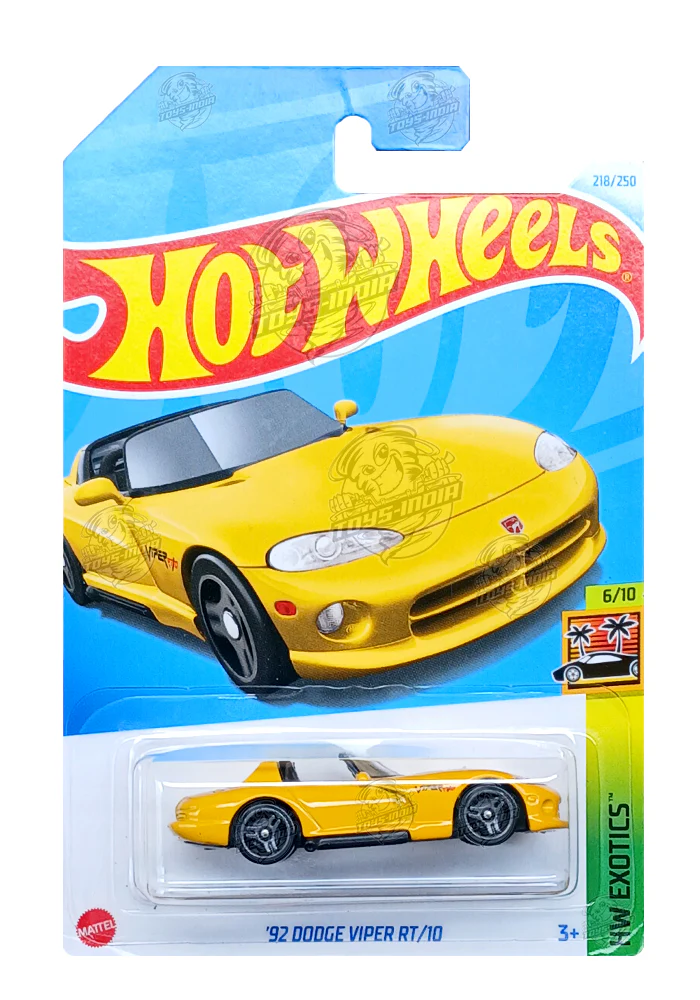 PRE OWNED INDIAN CARD Hot Wheels '92 Dodge Viper RT/10 - Yellow - 2024 Card