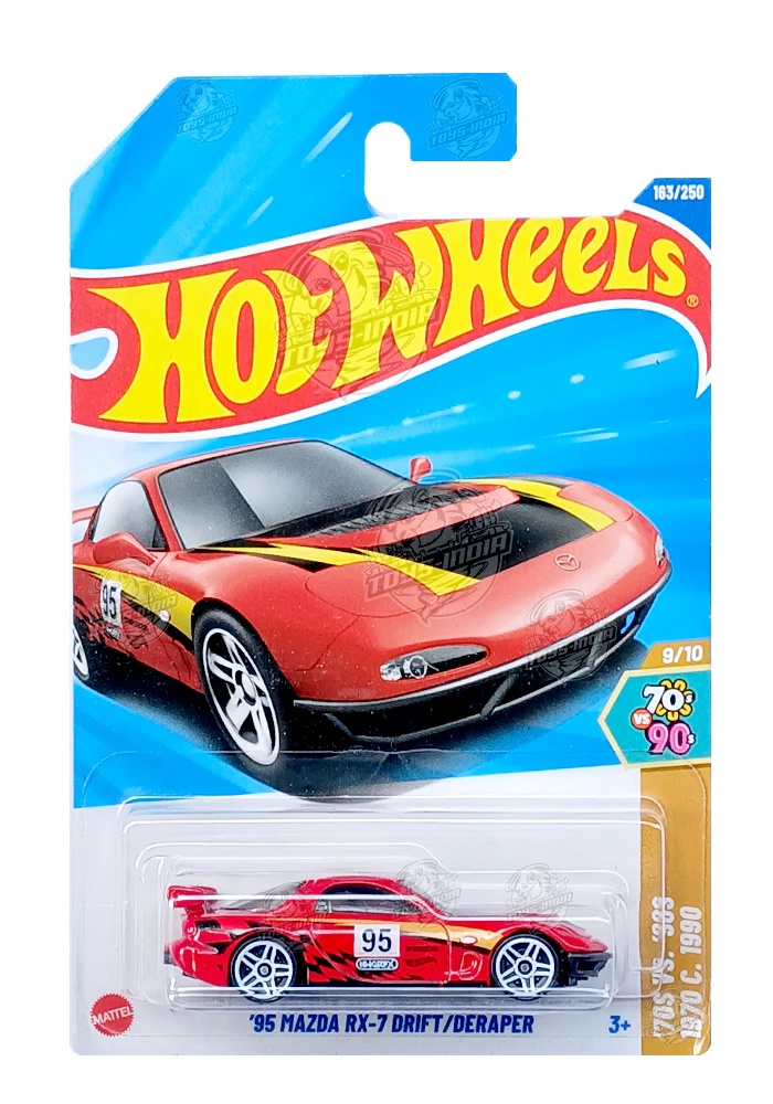 PRE OWNED INDIAN CARD Hot Wheels '95 Mazda RX-7 Drift / Deraper - Red - 2025 Card