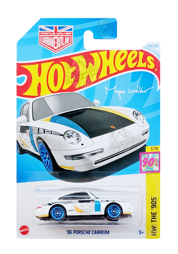 PRE OWNED INDIAN CARD Hot Wheels '96 Porsche Carrera - White - 2024 Card
