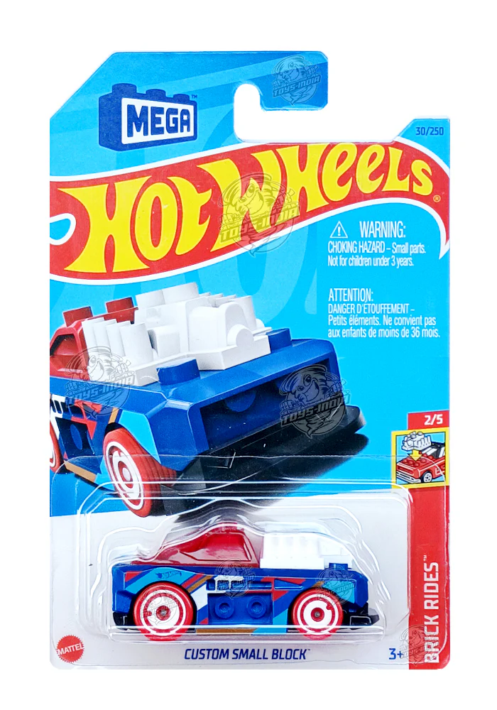 PRE OWNED INDIAN CARD Hot Wheels Custom Small Blcok - Blue / Red - 2023 Card