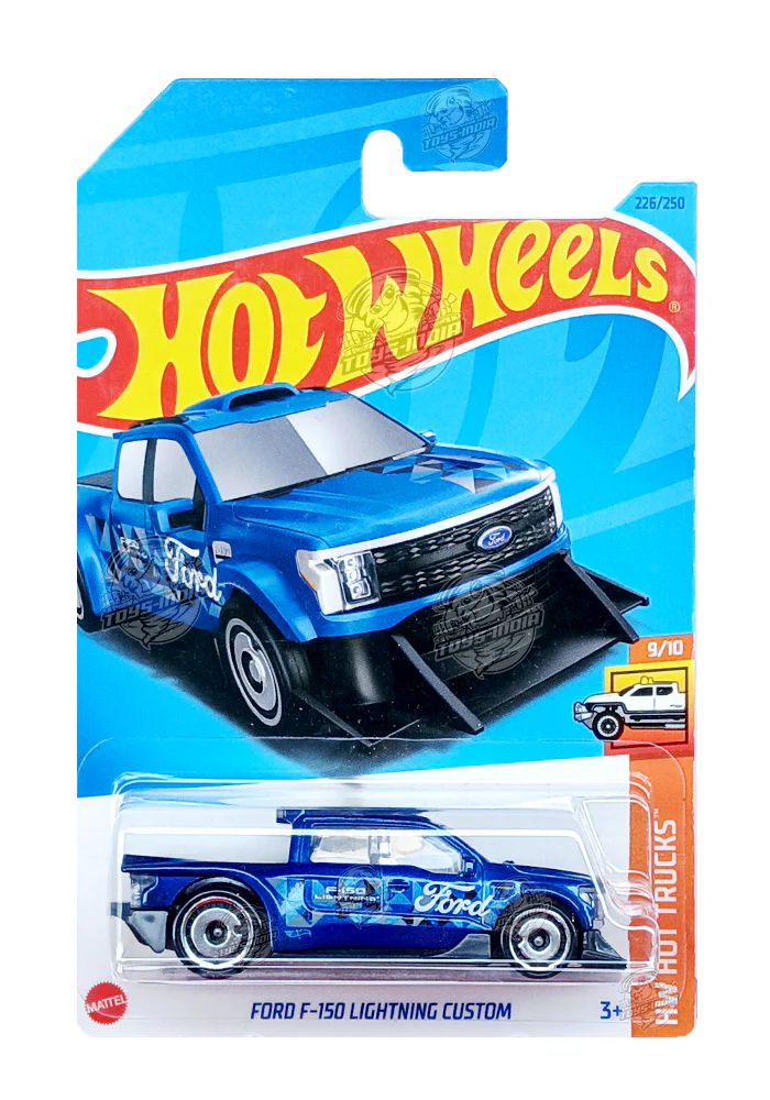 PRE OWNED INDIAN CARD Hot Wheels Ford F-150 Lightning Custom - Blue - 2023 Card