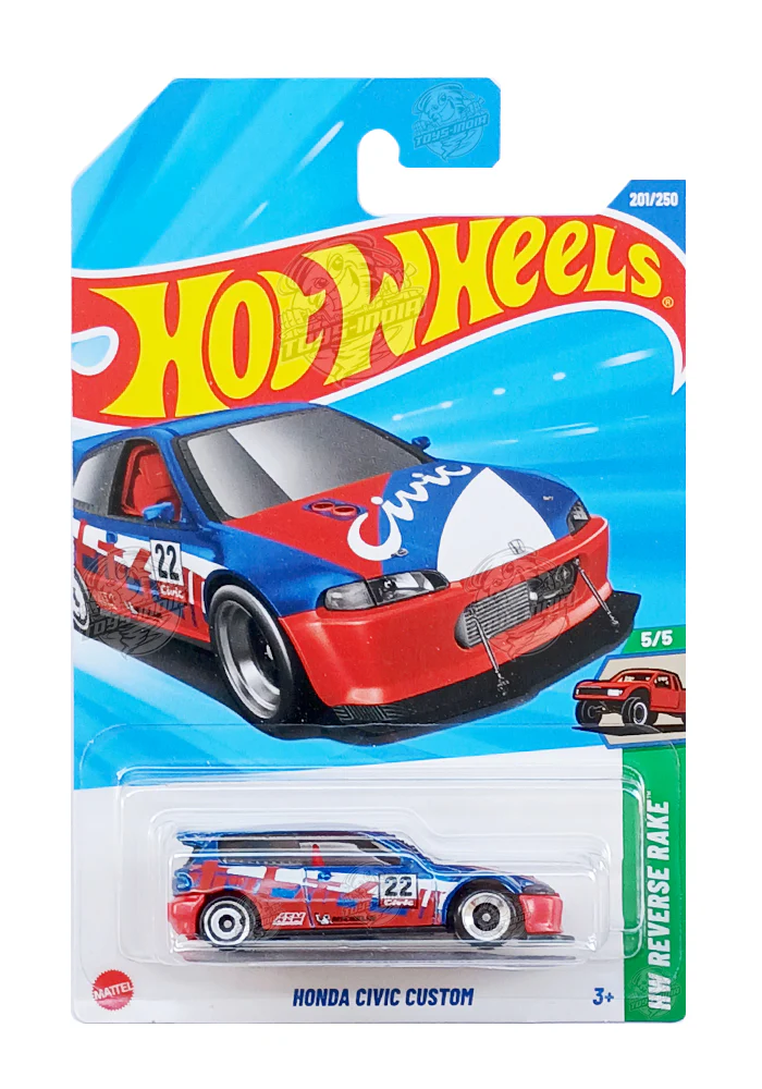 PRE OWNED INDIAN CARD Hot Wheels Honda Civic Custom - Blue / Red - 2025 Card