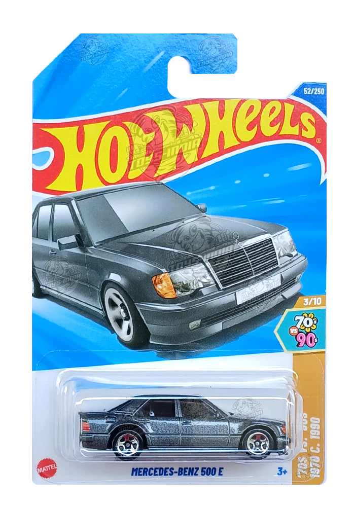 PRE OWNED INDIAN CARD Hot Wheels Mercedes-Benz 500 E - Grey - 2025 Card