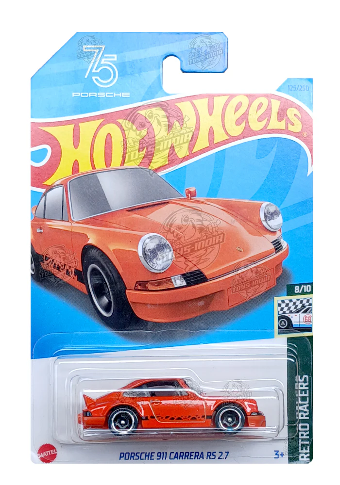 PRE OWNED INDIAN CARD Hot Wheels Porsche 911 Carrera RS 2.7 - Orange - 2023 Card