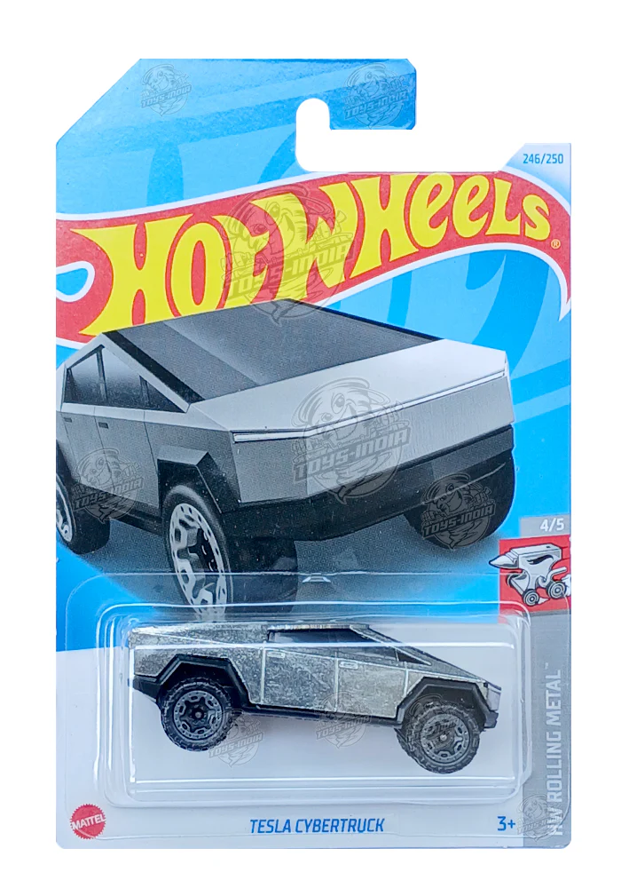 PRE OWNEDINDIAN CARD Hot Wheels Tesla Cybertruck - Silver - 2024 Card